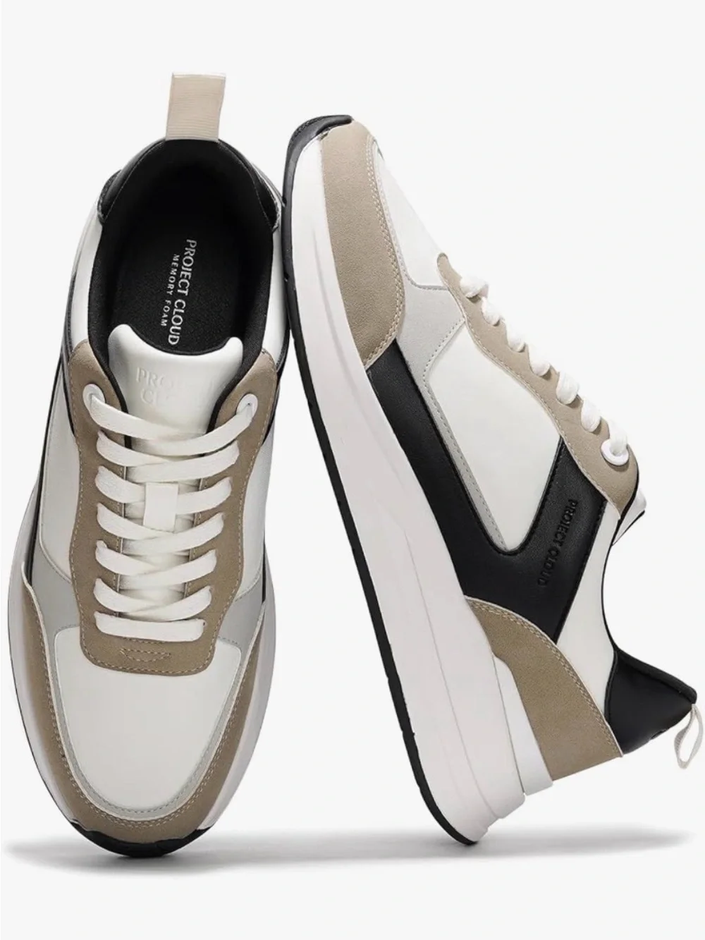 Project Cloud Kurt Neutral Tone Platform Sneakers - White, Taupe, Grey, Black